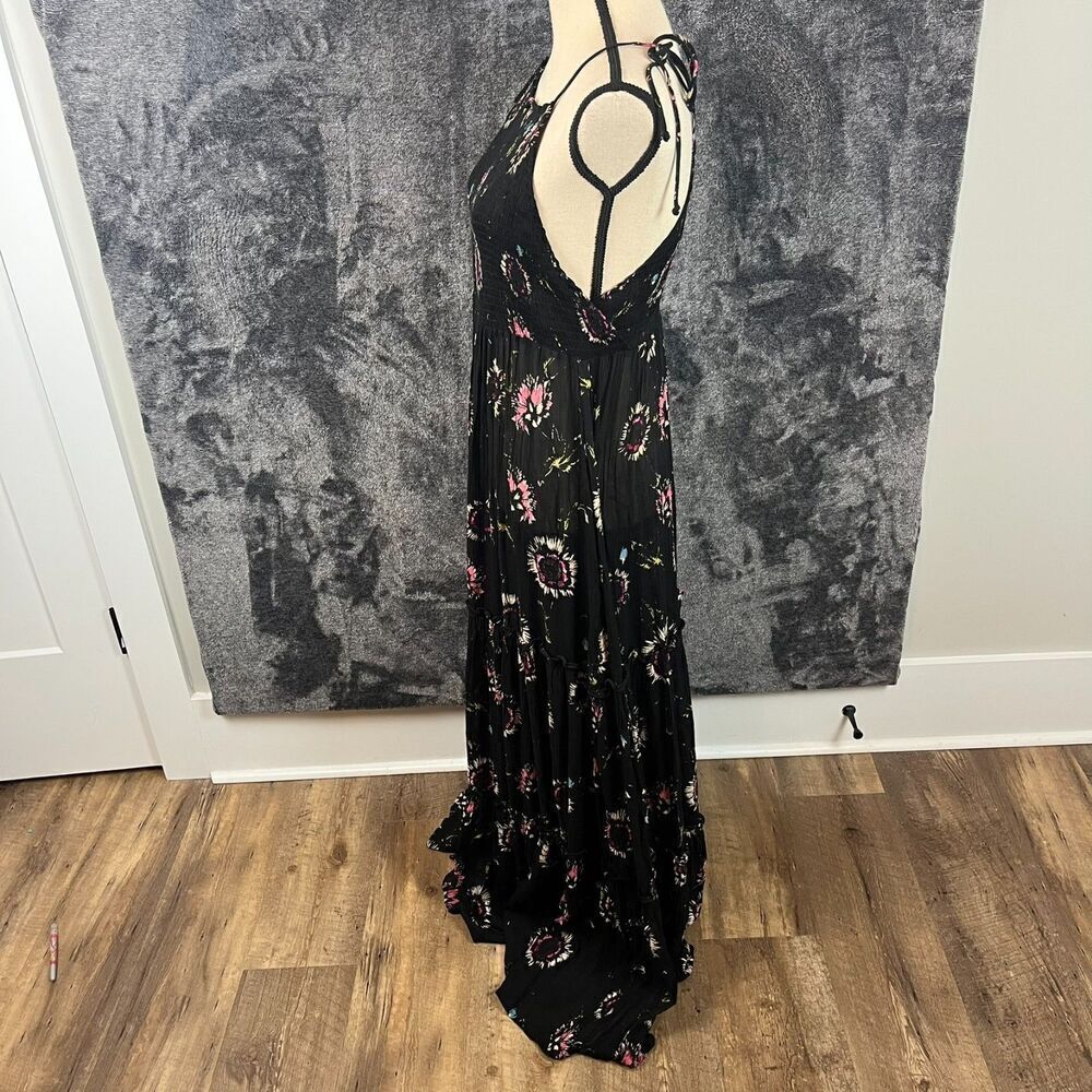 Free People intimately Garden Party Maxi Dress Tiered Smocked Women's M Black * - Picture 5 of 12